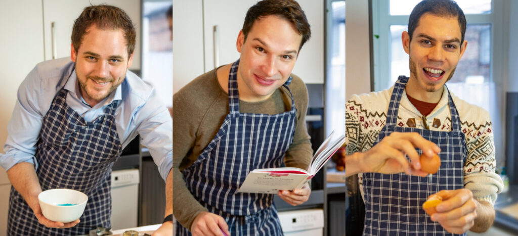 Christoph Reile, Fabian K.O. Weiss, Simon Singler beim Plätzchen backen